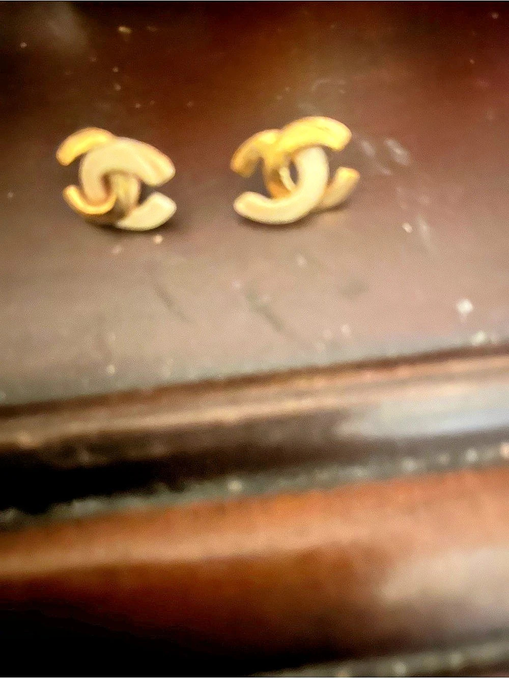 Chanel Gold-Tone Logo Earrings